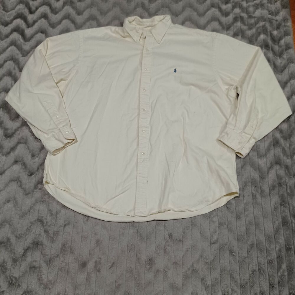 Ralph Lauren Mens Size XXL Yellow Long Sleeve Heavy Cotton Button Down Shirt